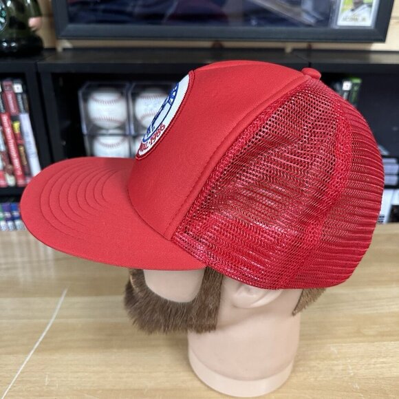 Vintage 1986 Statue Of Liberty NY USA 100 Year Trucker Hat Snapback Dad Cap Red - Picture 2 of 6